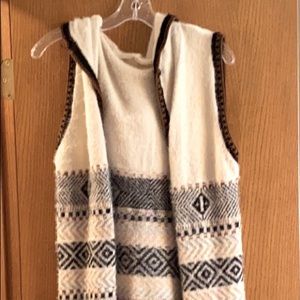 Sleeveless Duster Sweater with Hoodie